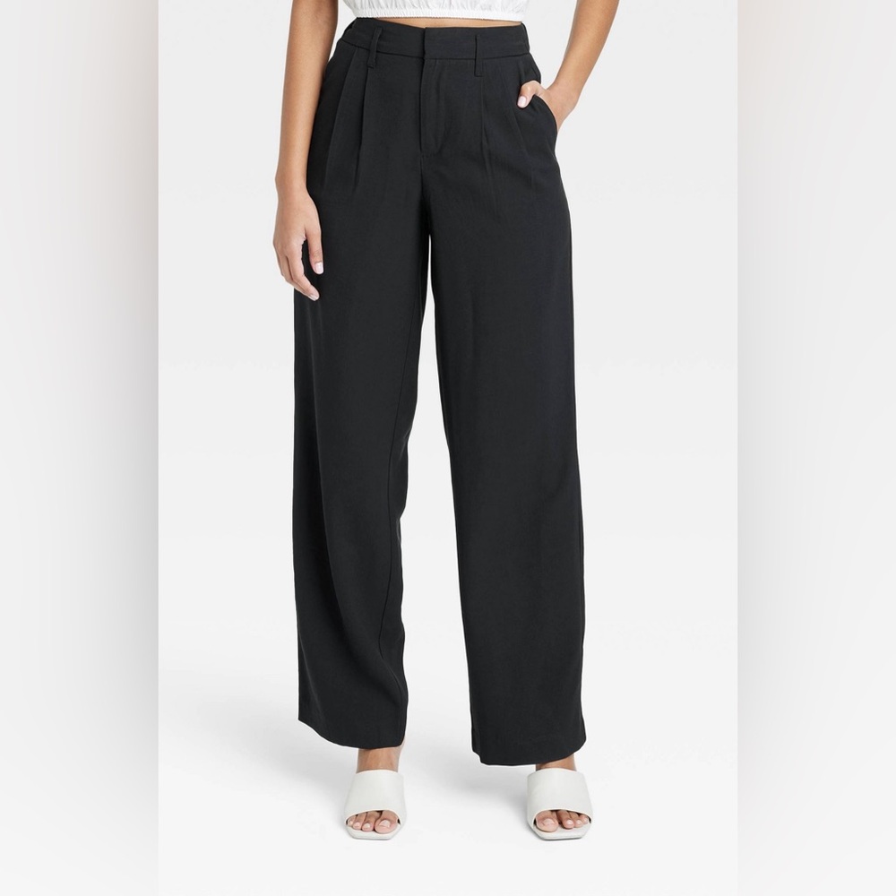 Women’s High Rise Straight Trousers A New Day Black size 2
